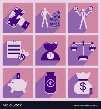 Flat with shadow concept Stylish economic icons vector image