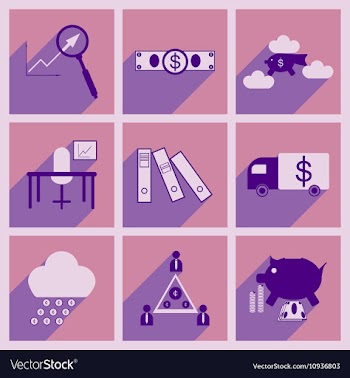 Flat with shadow concept Stylish economic icons vector image