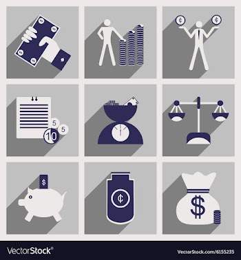 Flat with shadow concept Stylish economic icons vector image