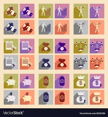 Flat with shadow concept Stylish economic icons vector image