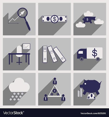 Flat with shadow concept Stylish economic icons vector image