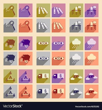Flat with shadow concept Stylish economic icons vector image