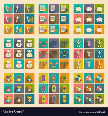 Flat with shadow concept Stylish economic icons vector image