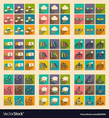 Flat with shadow concept Stylish economic icons vector image