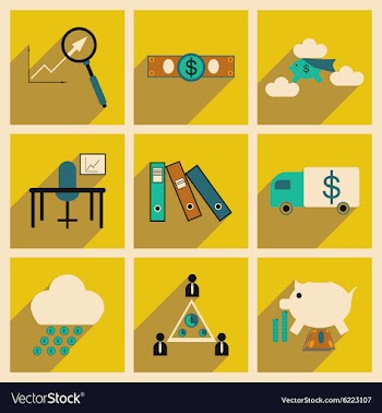 Flat with shadow concept Stylish economic icons vector image