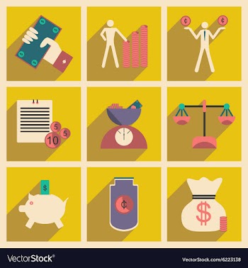 Flat with shadow concept Stylish economic icons vector image