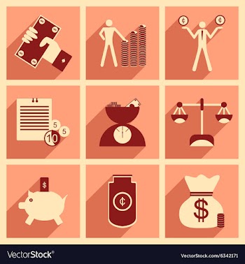 Flat with shadow concept Stylish economic icons vector image
