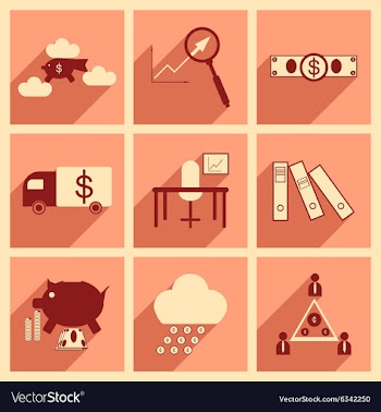 Flat with shadow concept Stylish economic icons vector image