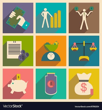 Flat with shadow concept Stylish economic icons vector image