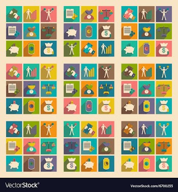 Flat with shadow concept Stylish economic icons vector image