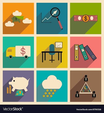 Flat with shadow concept Stylish economic icons vector image