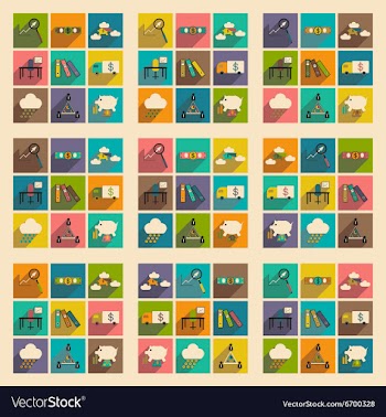 Flat with shadow concept Stylish economic icons vector image