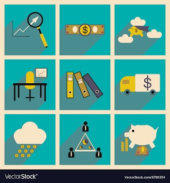 Flat with shadow concept Stylish economic icons vector image