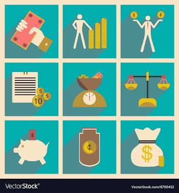Flat with shadow concept Stylish economic icons vector image