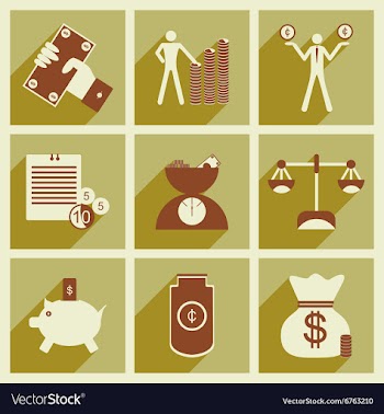 Flat with shadow concept Stylish economic icons vector image