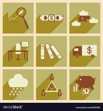 Flat with shadow concept Stylish economic icons vector image