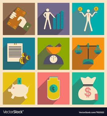 Flat with shadow concept Stylish economic icons vector image