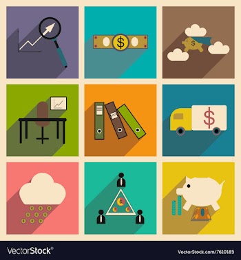 Flat with shadow concept Stylish economic icons vector image