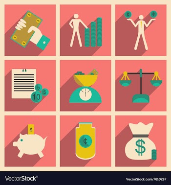 Flat with shadow concept Stylish economic icons vector image
