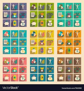 Flat with shadow concept Stylish economic icons vector image