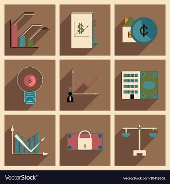 Flat with shadow concept stylish Finance icons vector image