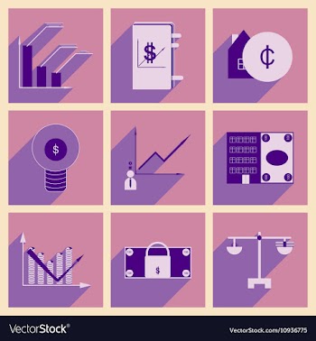 Flat with shadow concept stylish Finance icons vector image