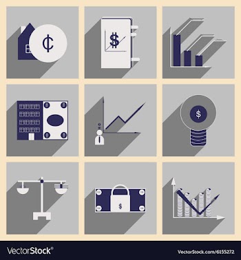 Flat with shadow concept stylish Finance icons vector image