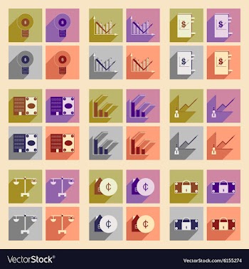 Flat with shadow concept stylish Finance icons vector image
