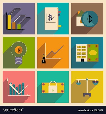 Flat with shadow concept stylish Finance icons vector image