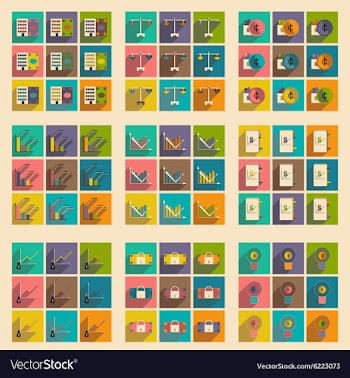 Flat with shadow concept stylish Finance icons vector image