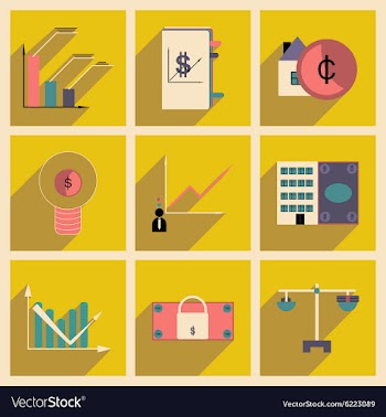 Flat with shadow concept stylish Finance icons vector image