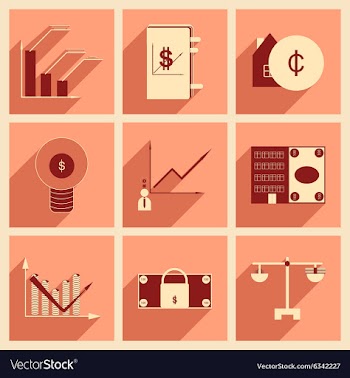 Flat with shadow concept stylish Finance icons vector image