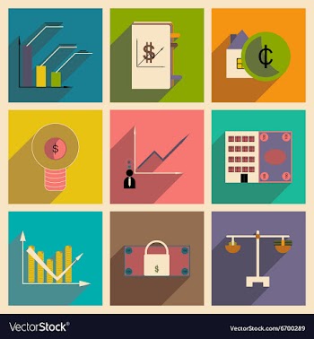 Flat with shadow concept stylish Finance icons vector image