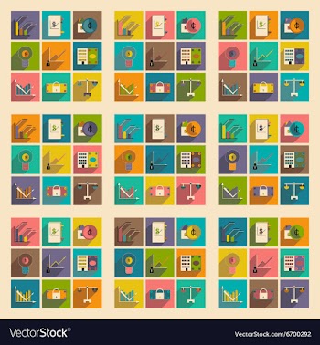 Flat with shadow concept stylish Finance icons vector image