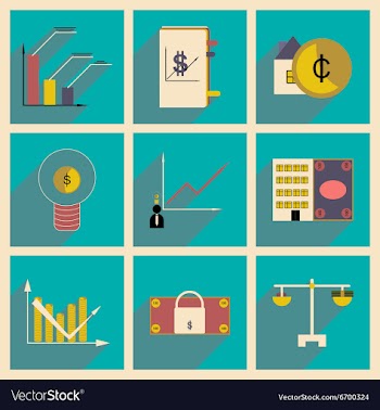 Flat with shadow concept stylish Finance icons vector image