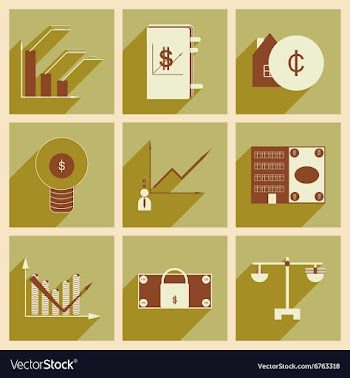 Flat with shadow concept stylish Finance icons vector image