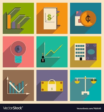 Flat with shadow concept stylish Finance icons vector image