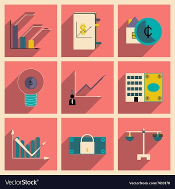 Flat with shadow concept stylish Finance icons vector image