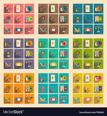 Flat with shadow concept stylish Finance icons vector image