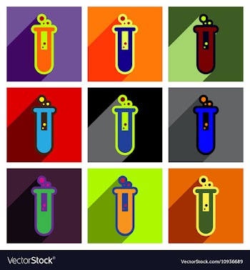 Flat with shadow concept vial of poison on colored vector image