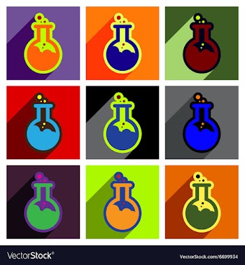 Flat with shadow concept vial of poison on colored vector image