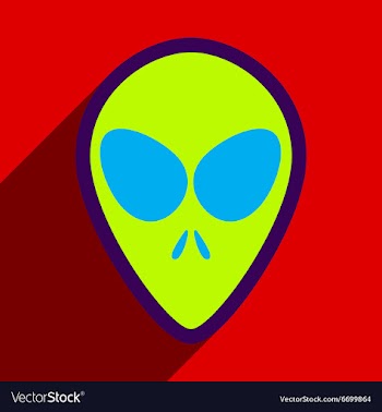 Flat with shadow icon alien on a bright background vector image