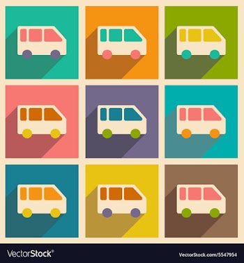 Flat with shadow icon and mobile applacation bus vector image