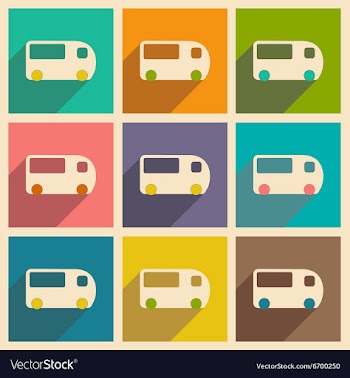 Flat with shadow icon and mobile applacation bus vector image
