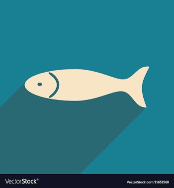 Flat with shadow icon and mobile applacation fish vector image