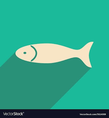 Flat with shadow icon and mobile applacation fish vector image
