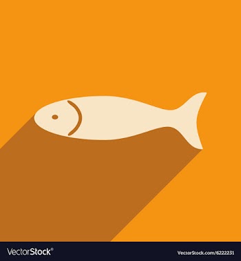 Flat with shadow icon and mobile applacation fish vector image