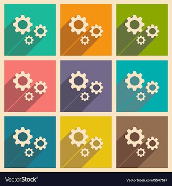 Flat with shadow icon and mobile applacation gears vector image
