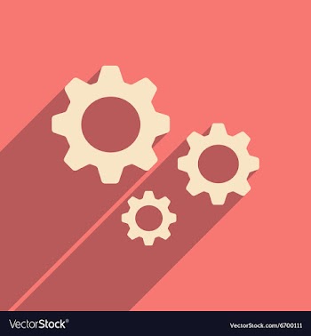 Flat with shadow icon and mobile applacation gears vector image