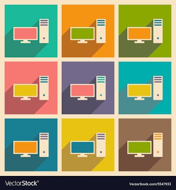 Flat with shadow icon and mobile applacation pc vector image